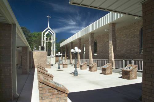 The left side of the church & Stations of the Cross Garden