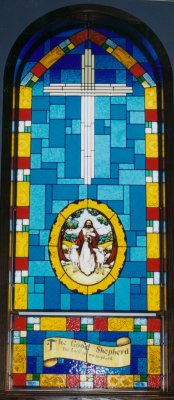 One of the stained-glass windows